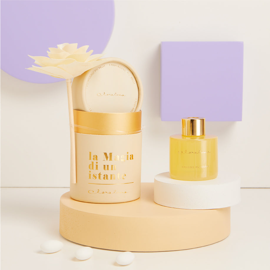 DIFFUSORE PICCOLO GIALLO CON FIORE Ø 4.5X6 CM