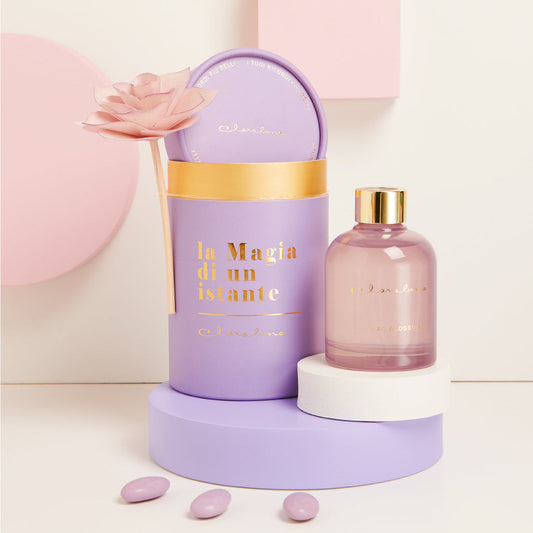 DIFFUSORE GRANDE VIOLA CON FIORE Ø 6X10.5 CM