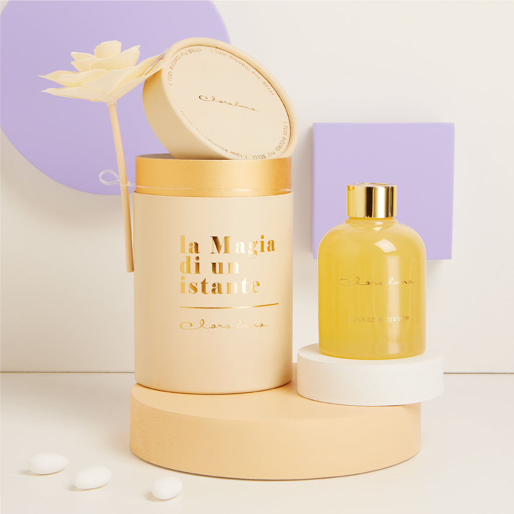 DIFFUSORE GRANDE GIALLO CON FIORE Ø 6X10.5 CM