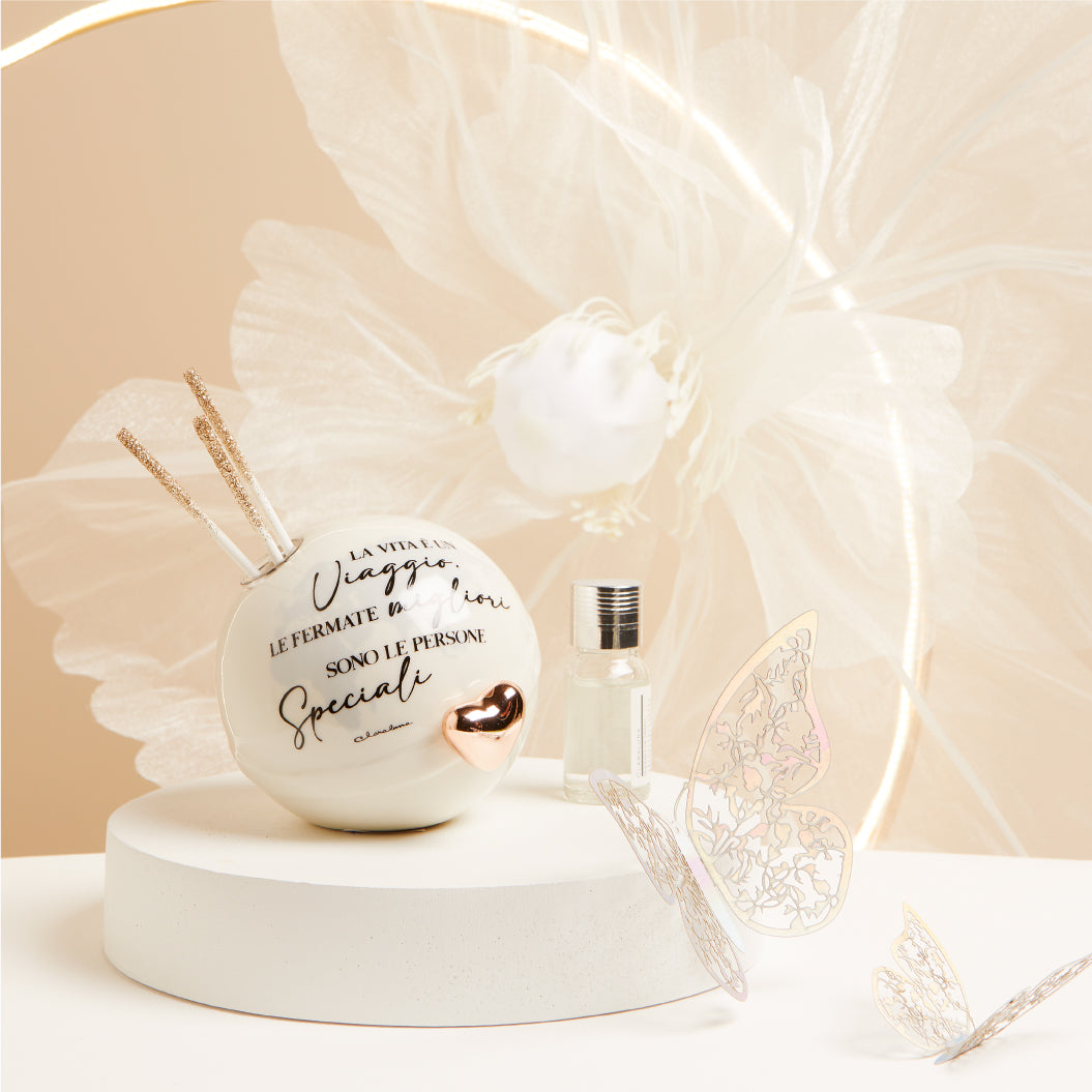 DIFFUSORE MONDO CUORE ORO ROSA Ø 9X8.7 CM