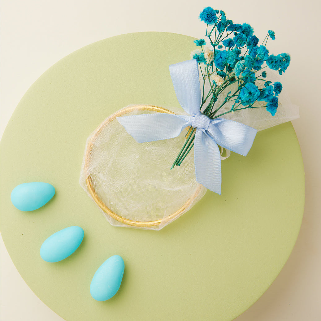 PORTA CONFETTI AZZURRO CON FIORI SENZA CONFETTI
Ø 7 CM