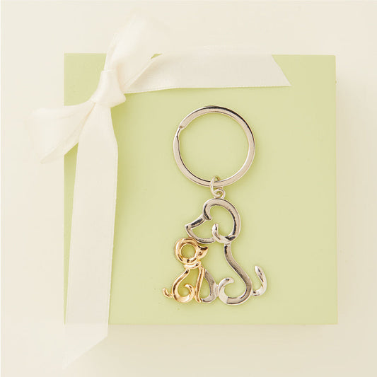 PORTACHIAVI COPPIA CANI ANELLO 3 CM