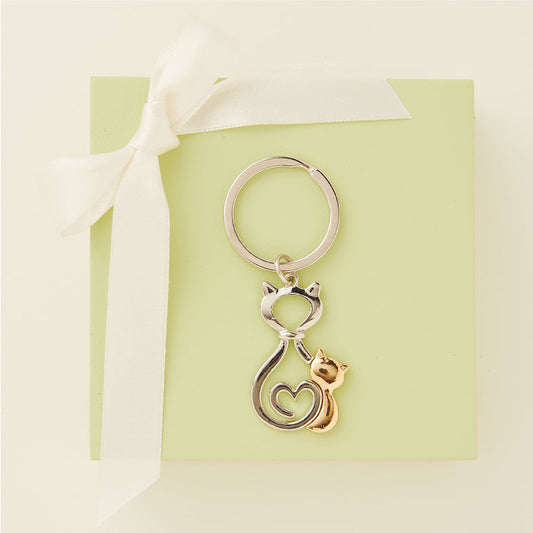 PORTACHIAVI COPPIA GATTI ANELLO 3 CM
