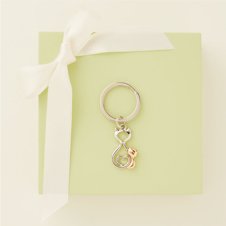 PORTACHIAVI COPPIA GATTI ANELLO 2.5 CM