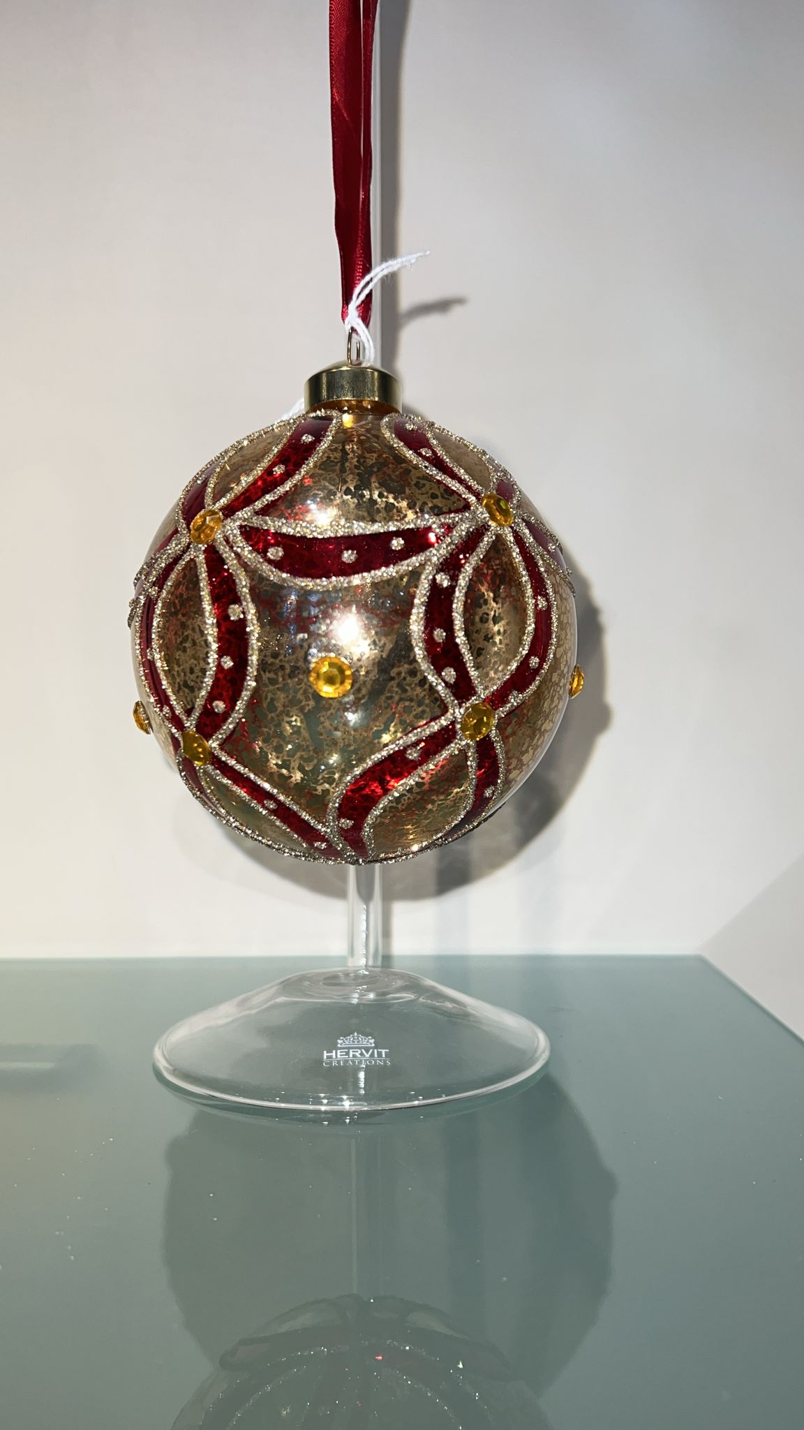 Sfera oro e rosso decoro albero