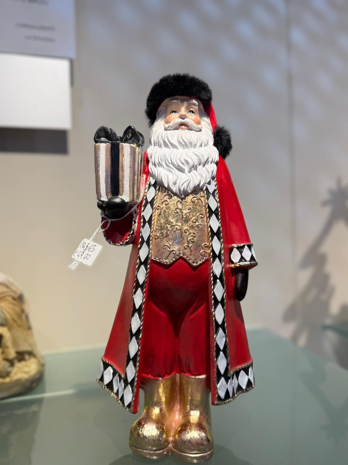 Babbo Natale con regalo in resina