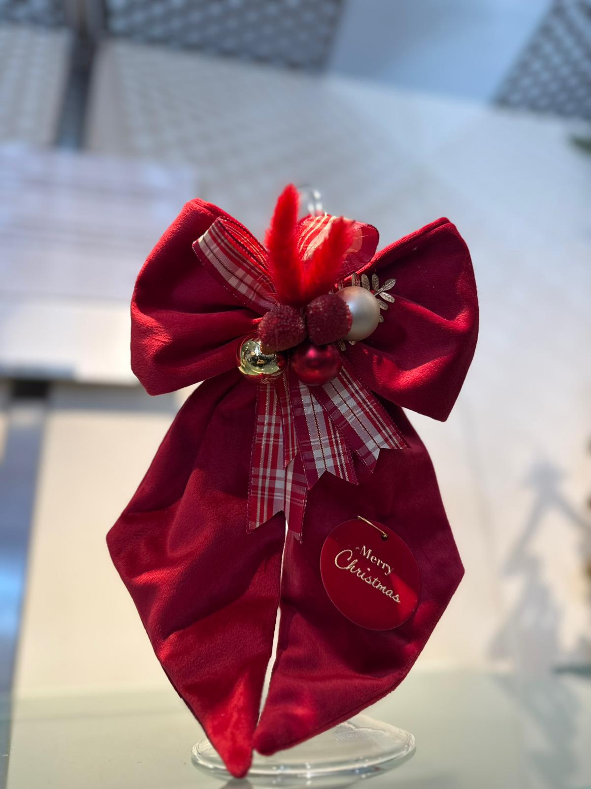 Fiocco in velluto con pampas fragoline