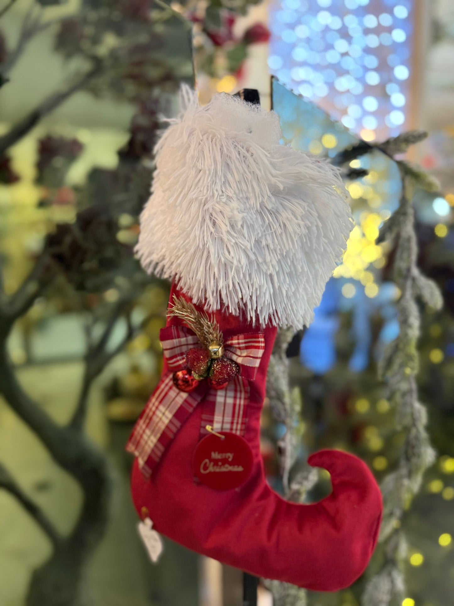 Calza natalizia decorativa in velluto