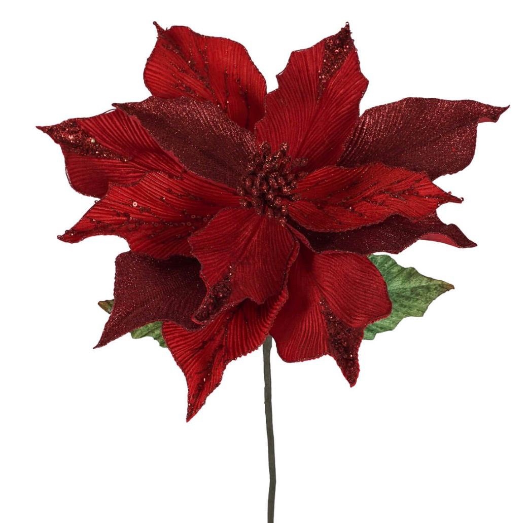 Stella di Natale in velluto rosso con glitter