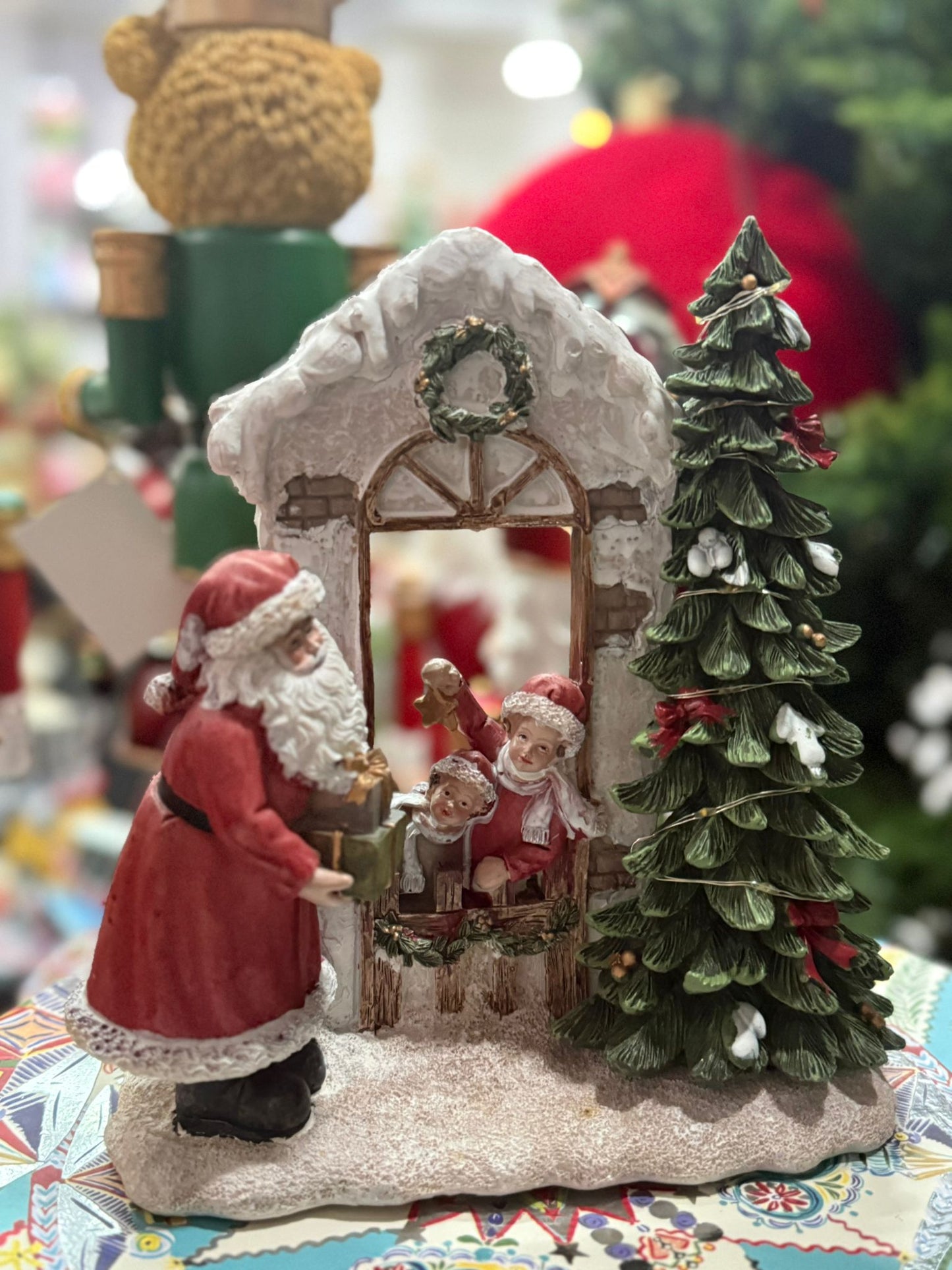 Babbo Natale regali statuina luminosa