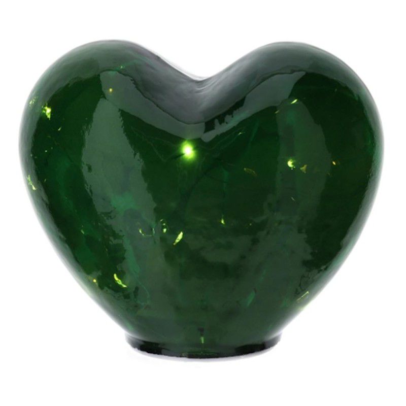 lampada led cuore vetro verde 15xh12,5cm