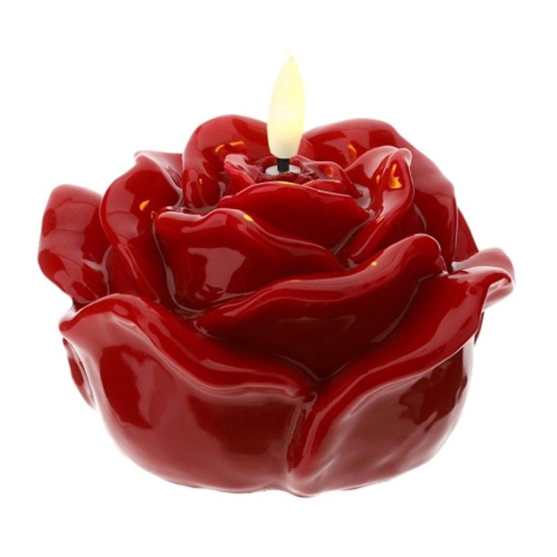 candela led rosa laccata rossa 12x8cm