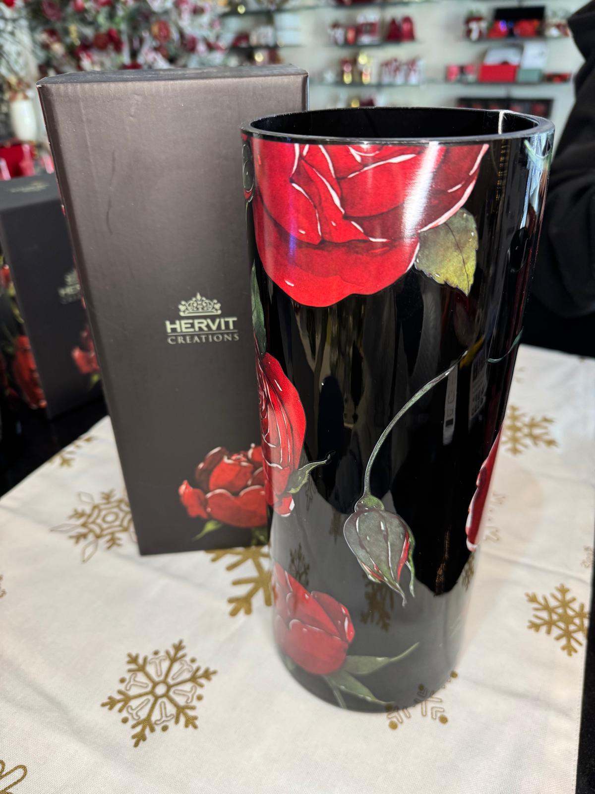 vaso vetro rose baccarat dia. 12x20cm nero