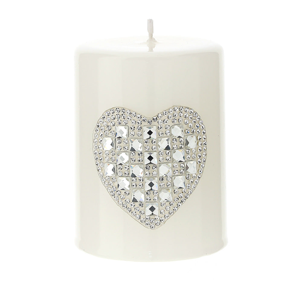 candela laccata con cuore strass