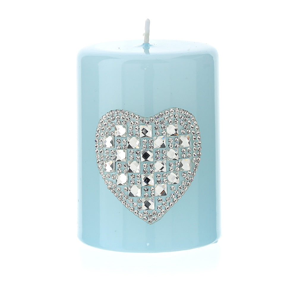 candela laccata con cuore strass