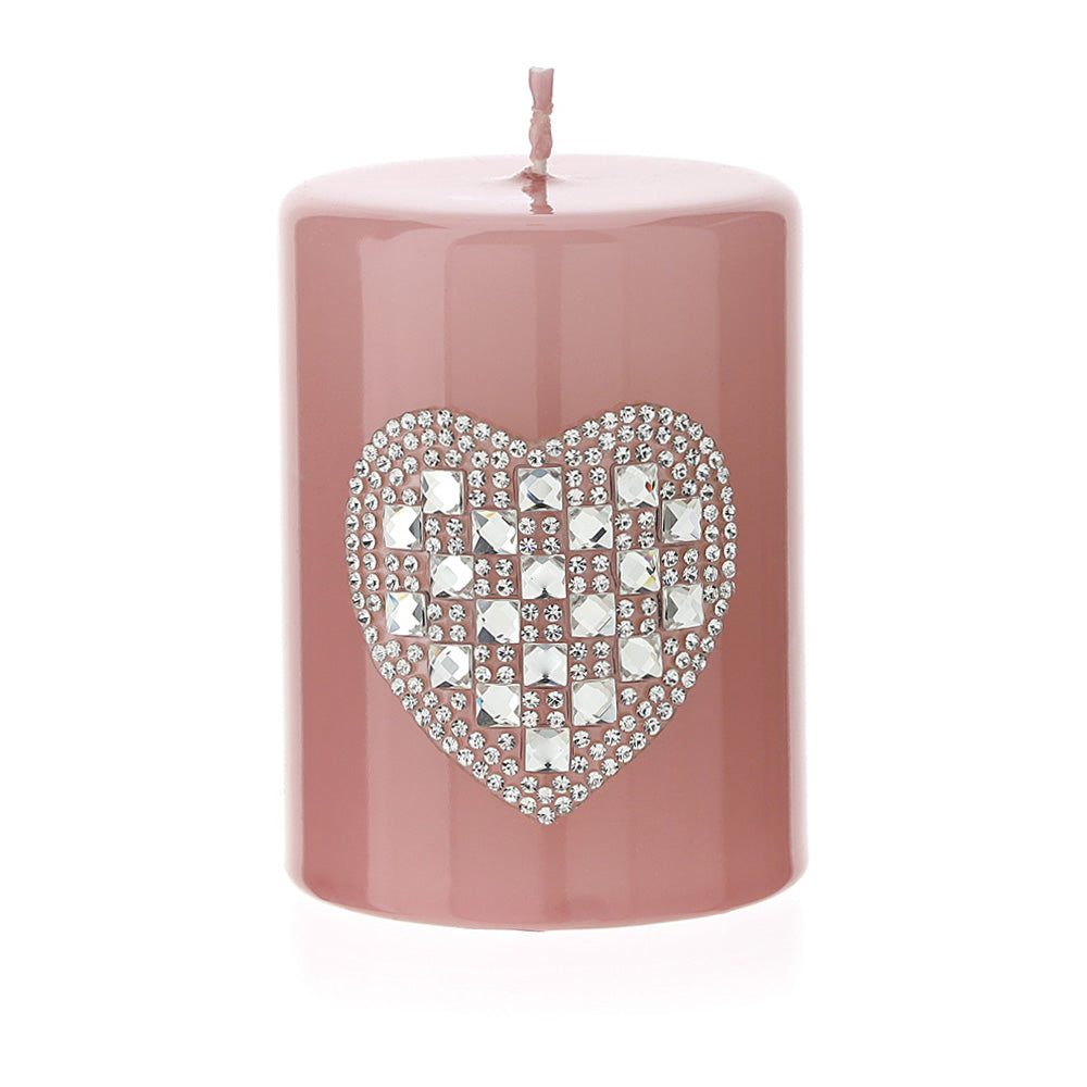candela laccata con cuore strass