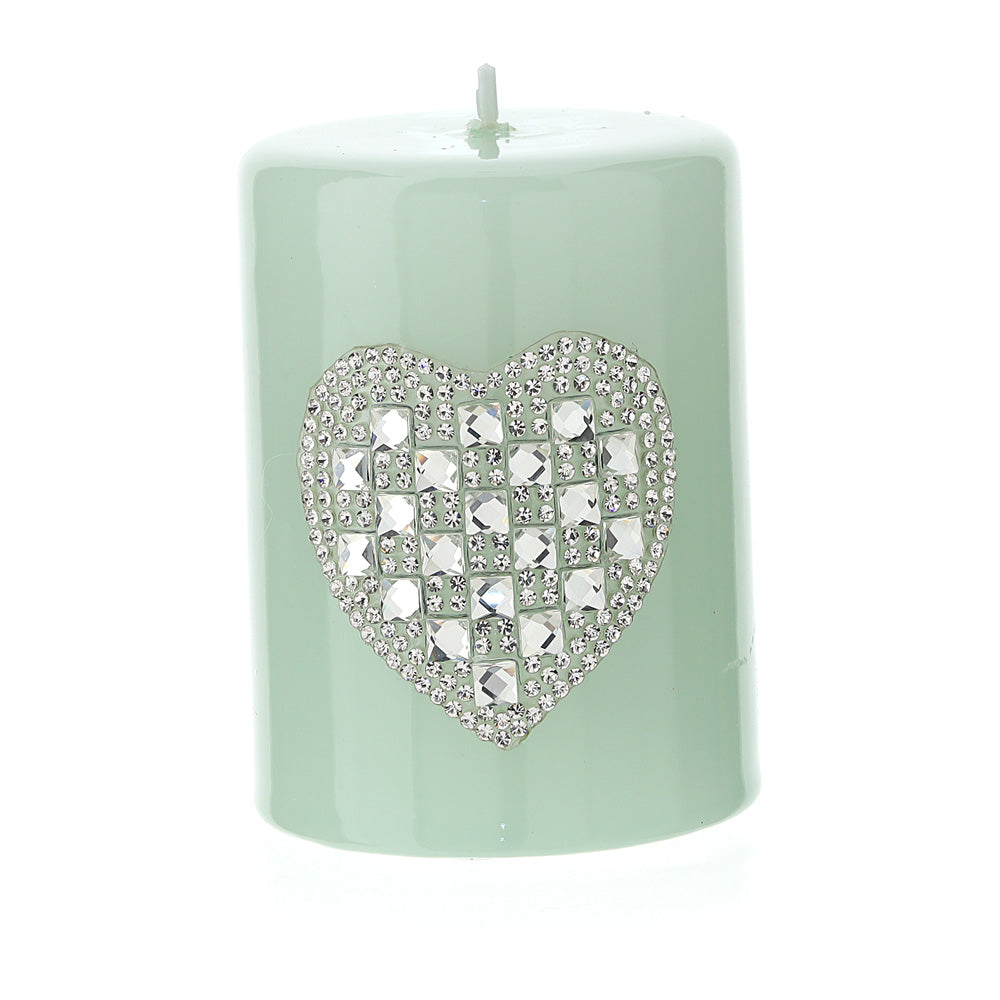 candela laccata con cuore strass