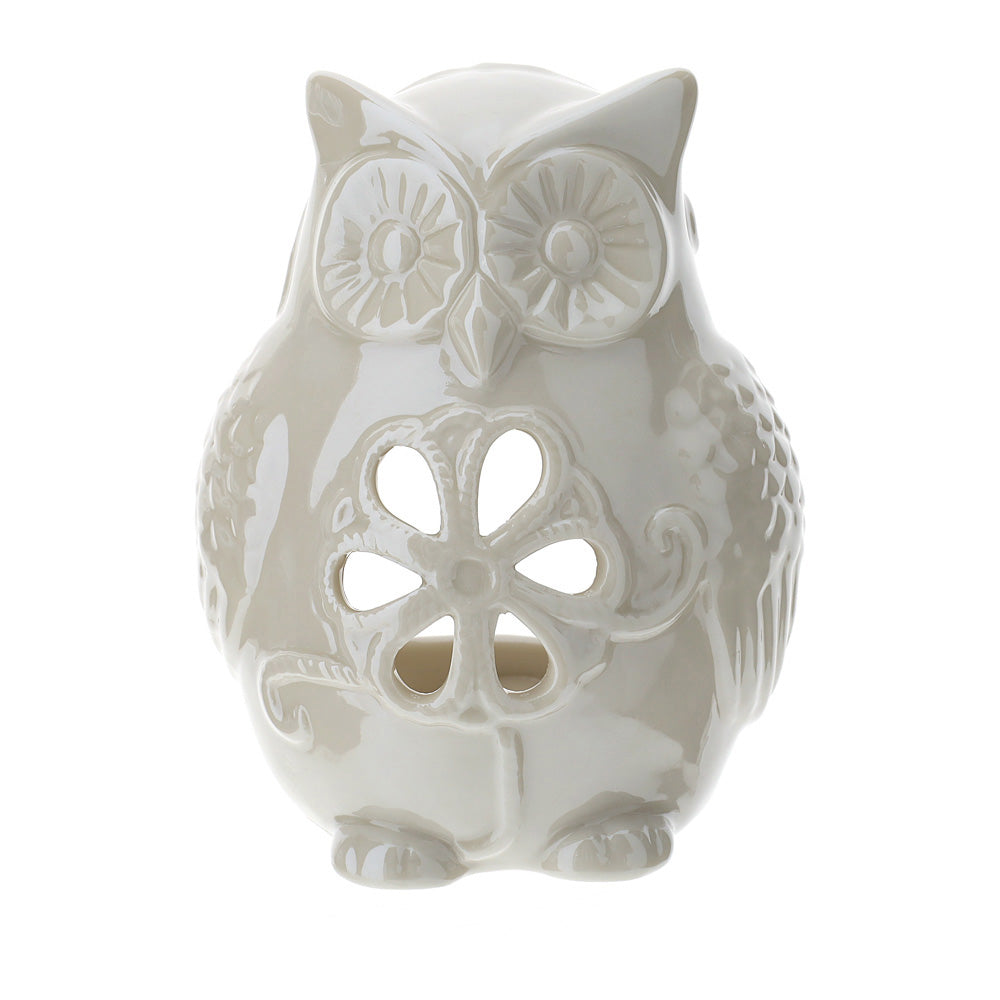 porta candela gufo in porcellana traforata Hervit