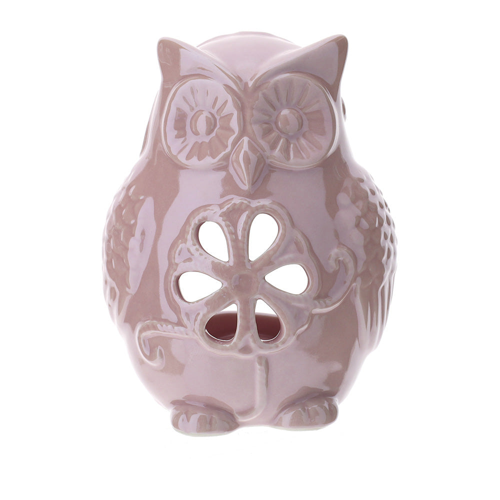 porta candela gufo in porcellana traforata Hervit