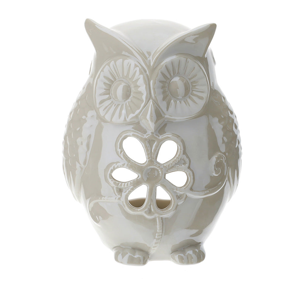 porta candela gufo in porcellana traforata Hervit