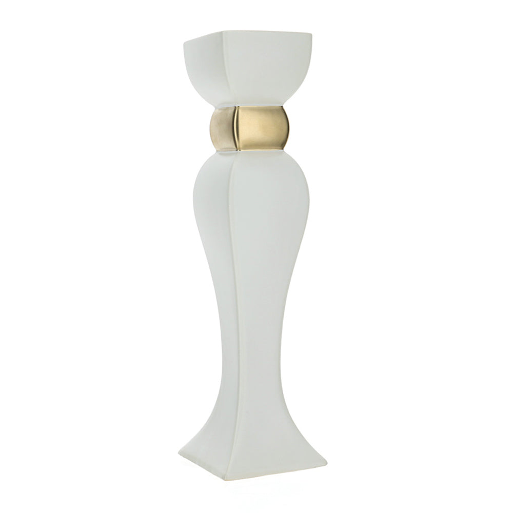 porta candela gres bianco oro