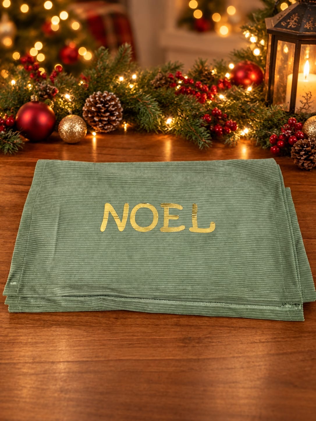 Runner In Velluto Con Scritta "NOEL"