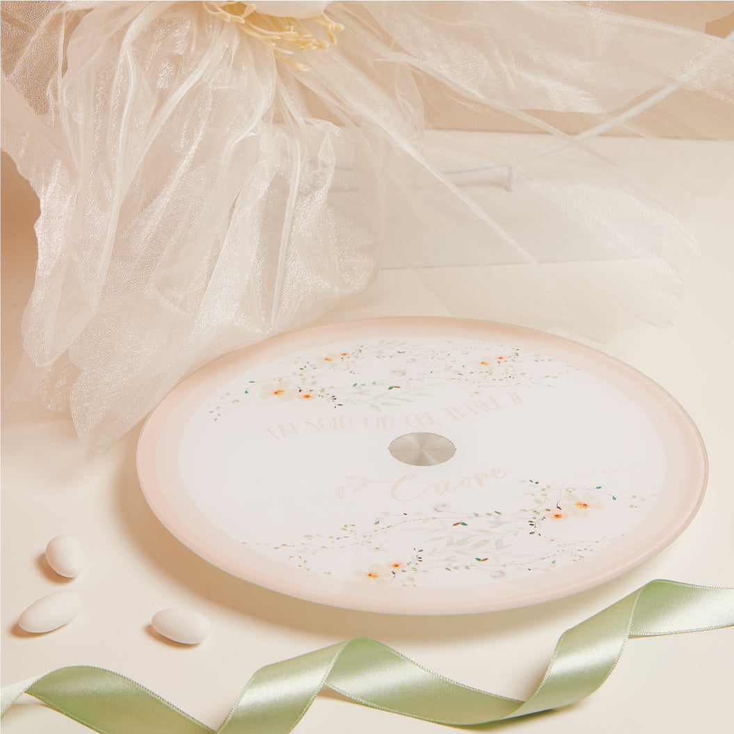 Vassoio girevole floreale rosa