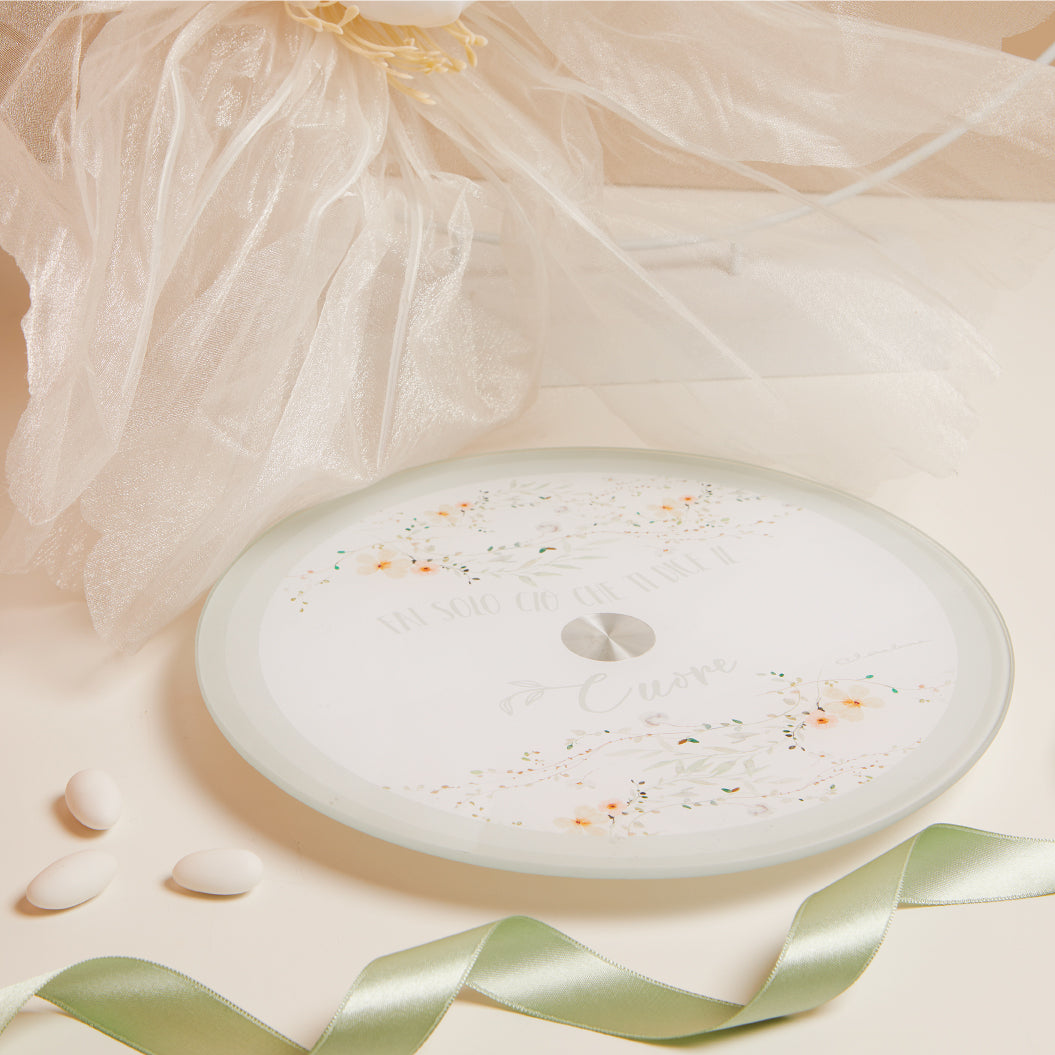 Vassoio girevole floreale verde