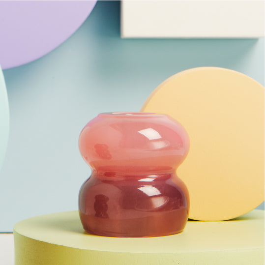 Candelabro piccolo rosa e viola