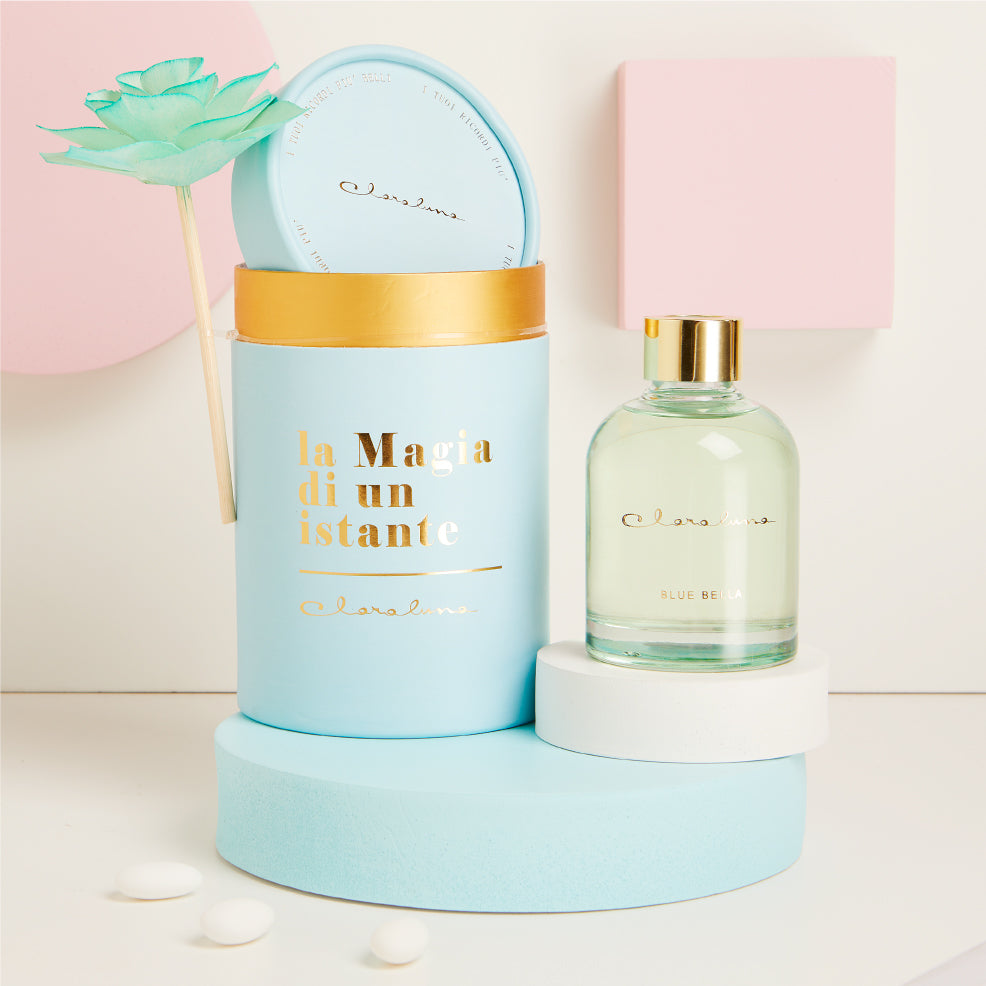 Diffusore grande azzurro con fiore