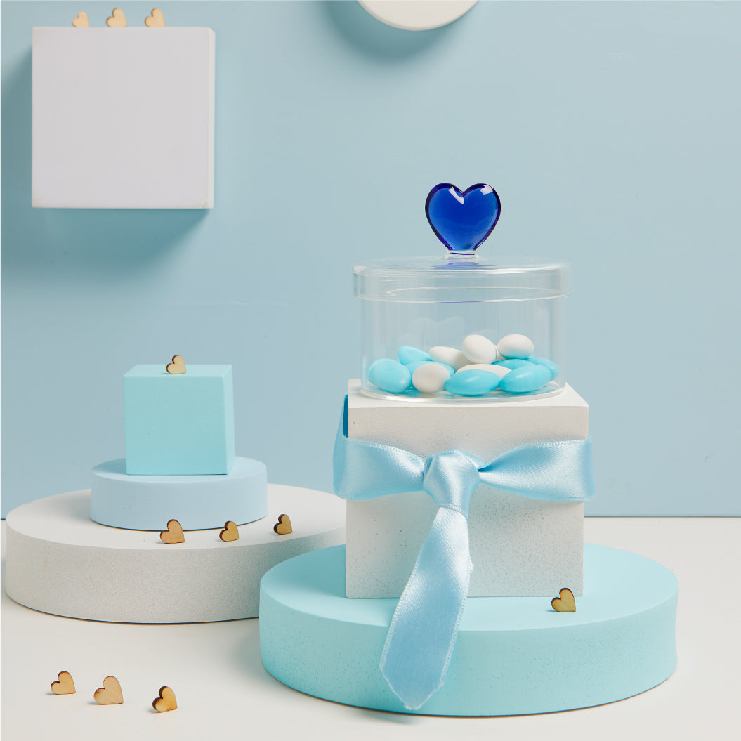 Scatolina in vetro con cuore blu