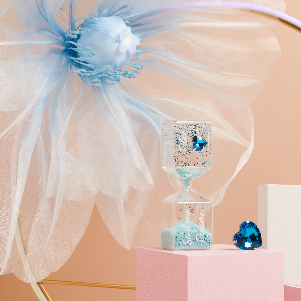 Clessidra piccola azzurra con cuore