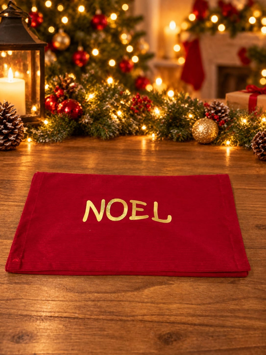 Runner In Velluto Con Scritta "NOEL"