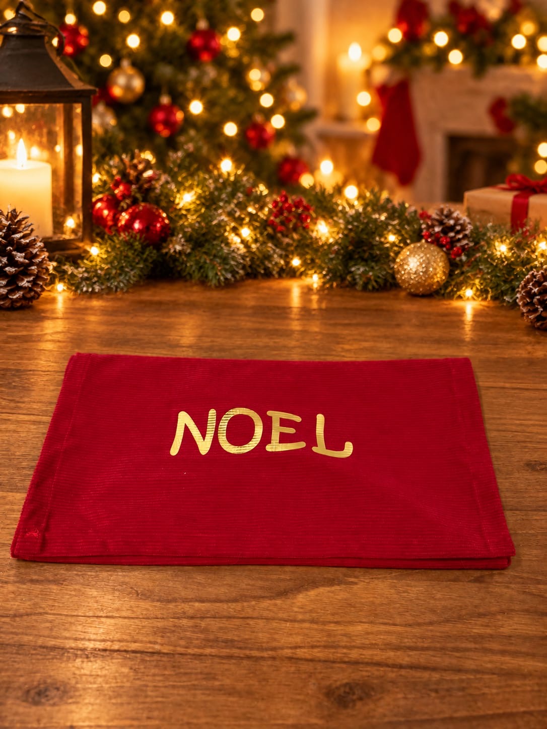 Runner In Velluto Con Scritta "NOEL"