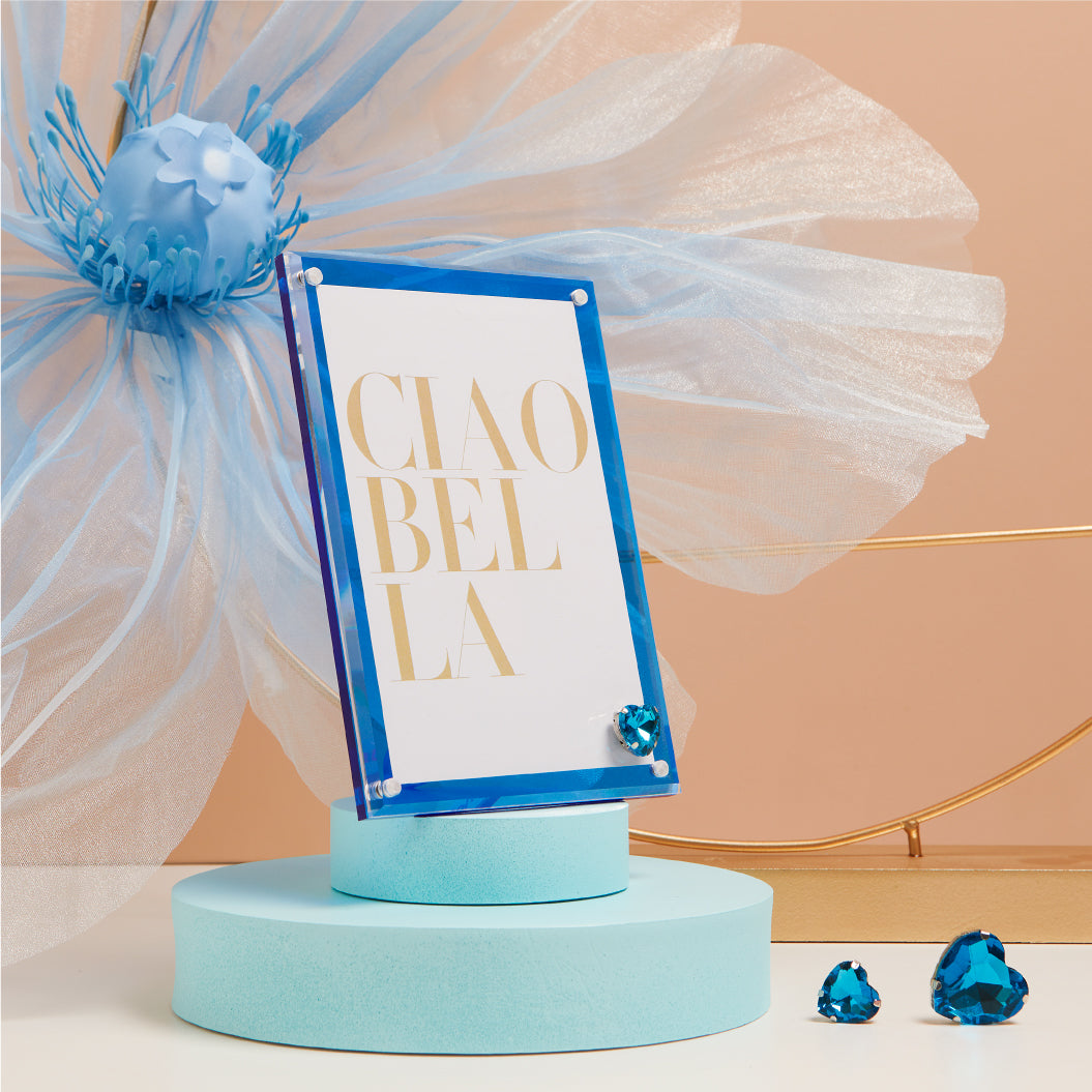 Cornice portafoto blu piccola con cuore