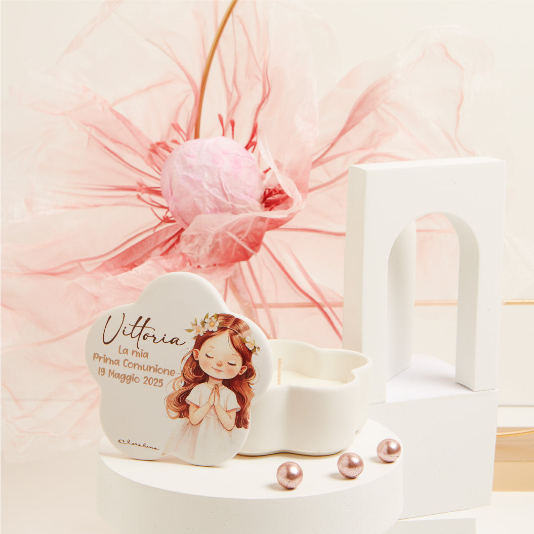 Candela fiore bianca bambina