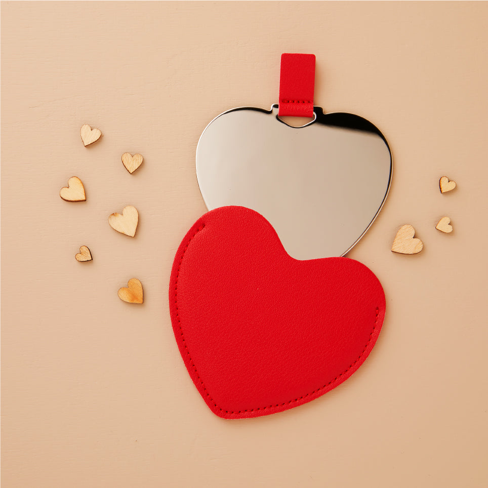 Specchietto cuore rosso