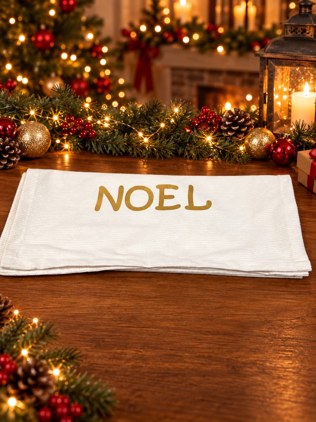 Runner In Velluto Con Scritta "NOEL"