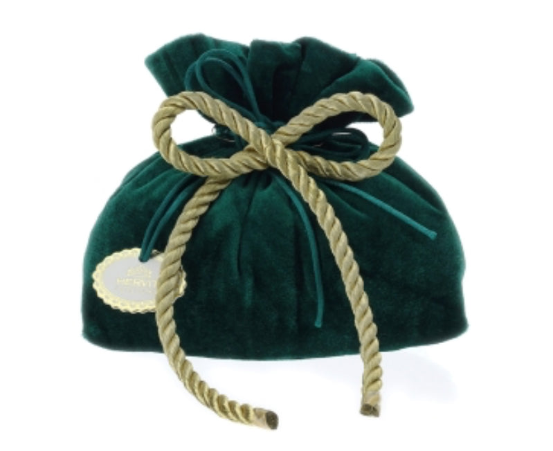 Sacchetto velluto verde/rosso cordone oro