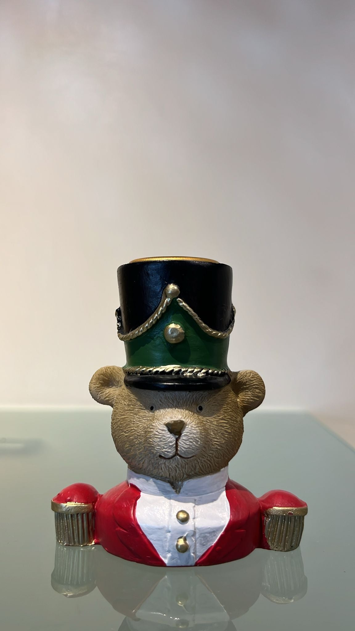 Portacandela orsetto in resina