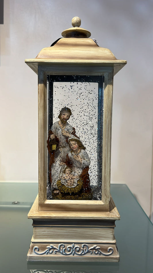 Lanterna natività in resina acqua/neve con luce led e cavo usb