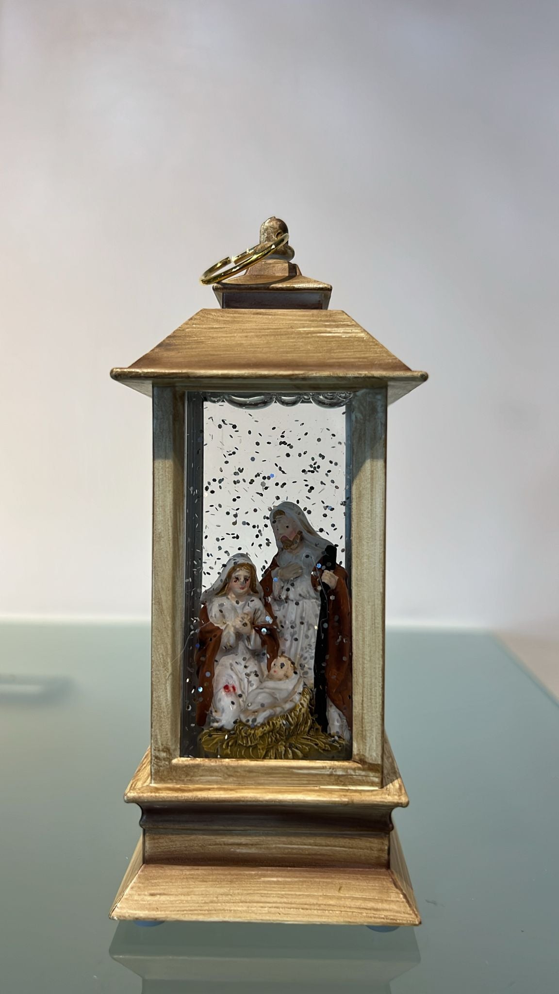 lanterna natività in resina acqua/neve con luce led e cavo usb