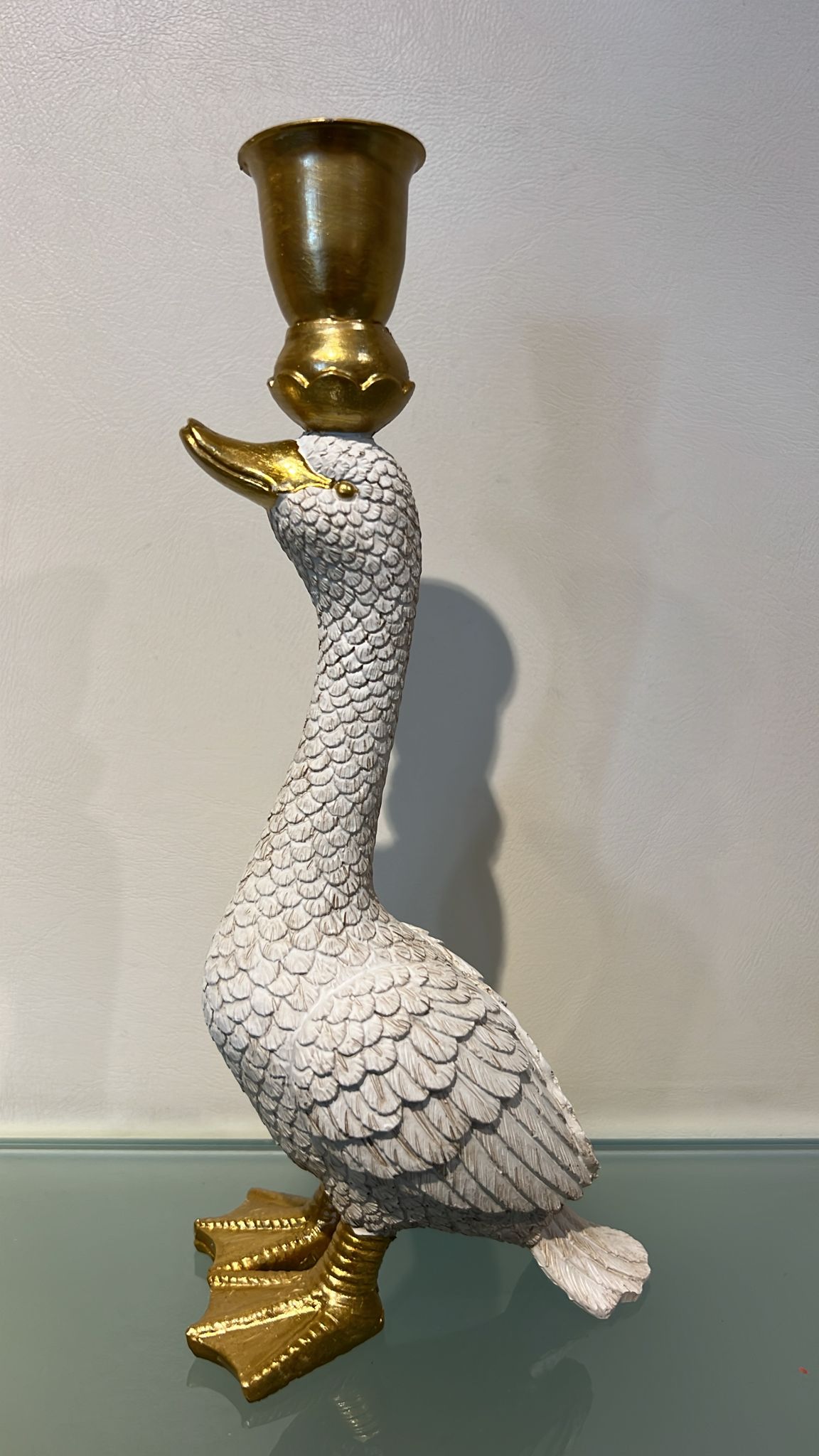 Oca porta candela bianca e oro