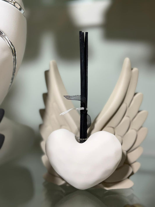 Profumatore cuore ali beige e tortora