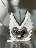 Cuore ali argento e bianco