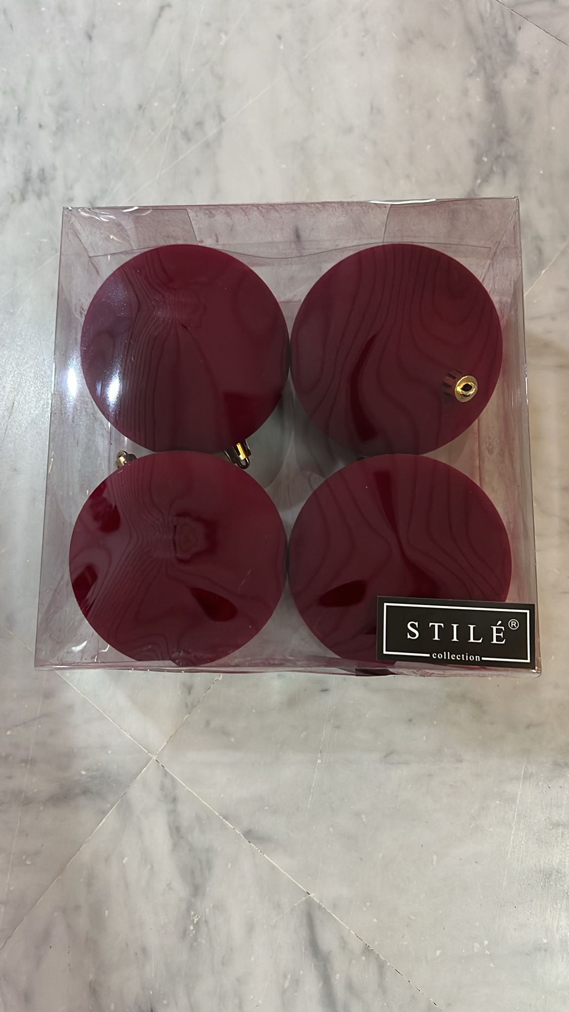 Box da 4 sfere velluto rosso