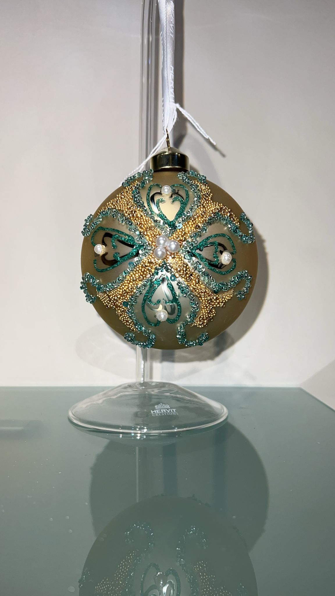 Sfera oro e verde decoro albero