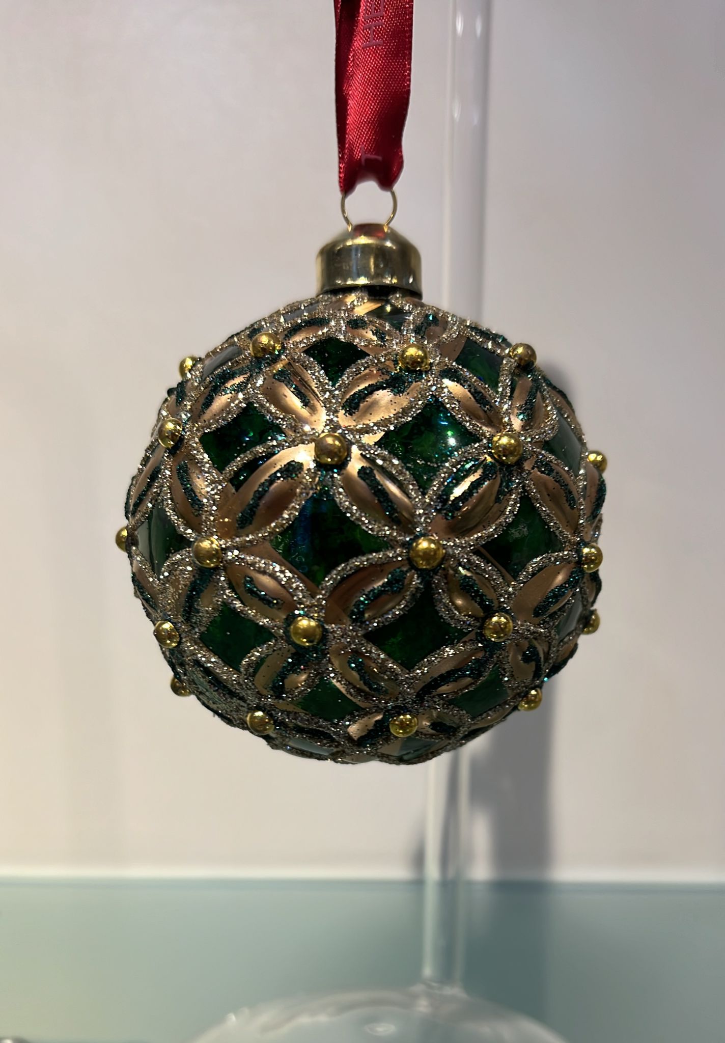 Sfera verde e oro decoro albero