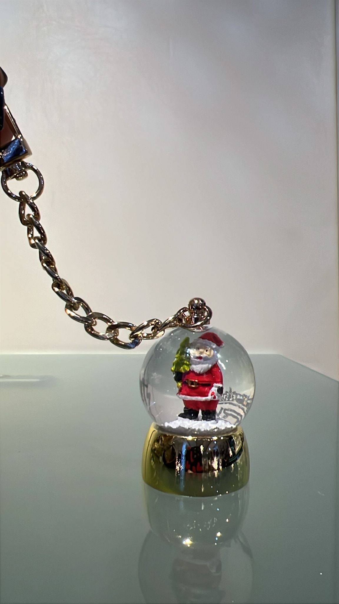 Portachiavi palla acqua/neve "Babbo Natale"