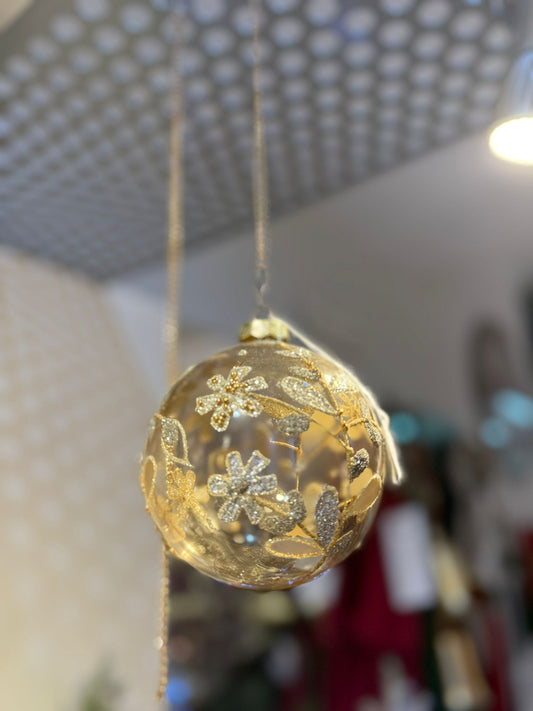 Sfera in vetro soffiato con fiorellini